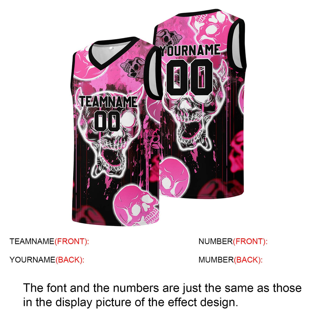 Custom basketball jersey for men and women. Stitched and printed name, number and logo Pink enthsush