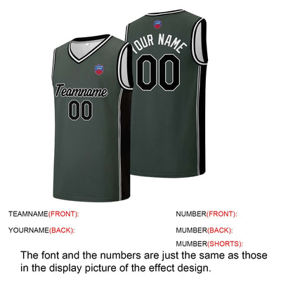 Custom basketball jersey shorts for men and women. Embroidered and printed name, number and logo Grey&Black enthsush