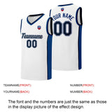 Custom basketball jersey shorts for men and women. Embroidered and printed name, number and logo White