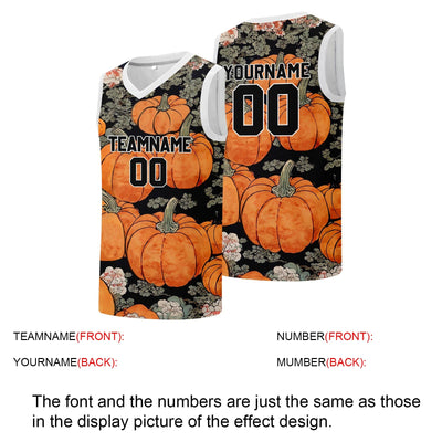 Custom basketball jersey for men and women. Stitched and printed name, number and logo Pumpkin enthsush