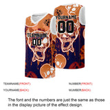 Custom basketball jersey for men and women. Stitched and printed name, number and logo Orange