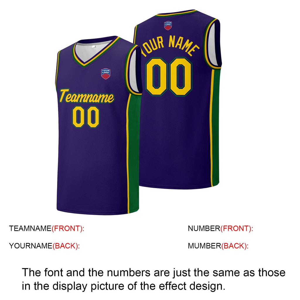 Custom basketball jersey shorts for men and women. Embroidered and printed name, number and logo Purple enthsush