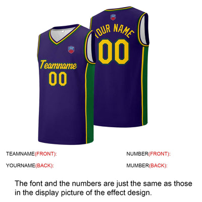 Custom basketball jersey shorts for men and women. Embroidered and printed name, number and logo Purple enthsush