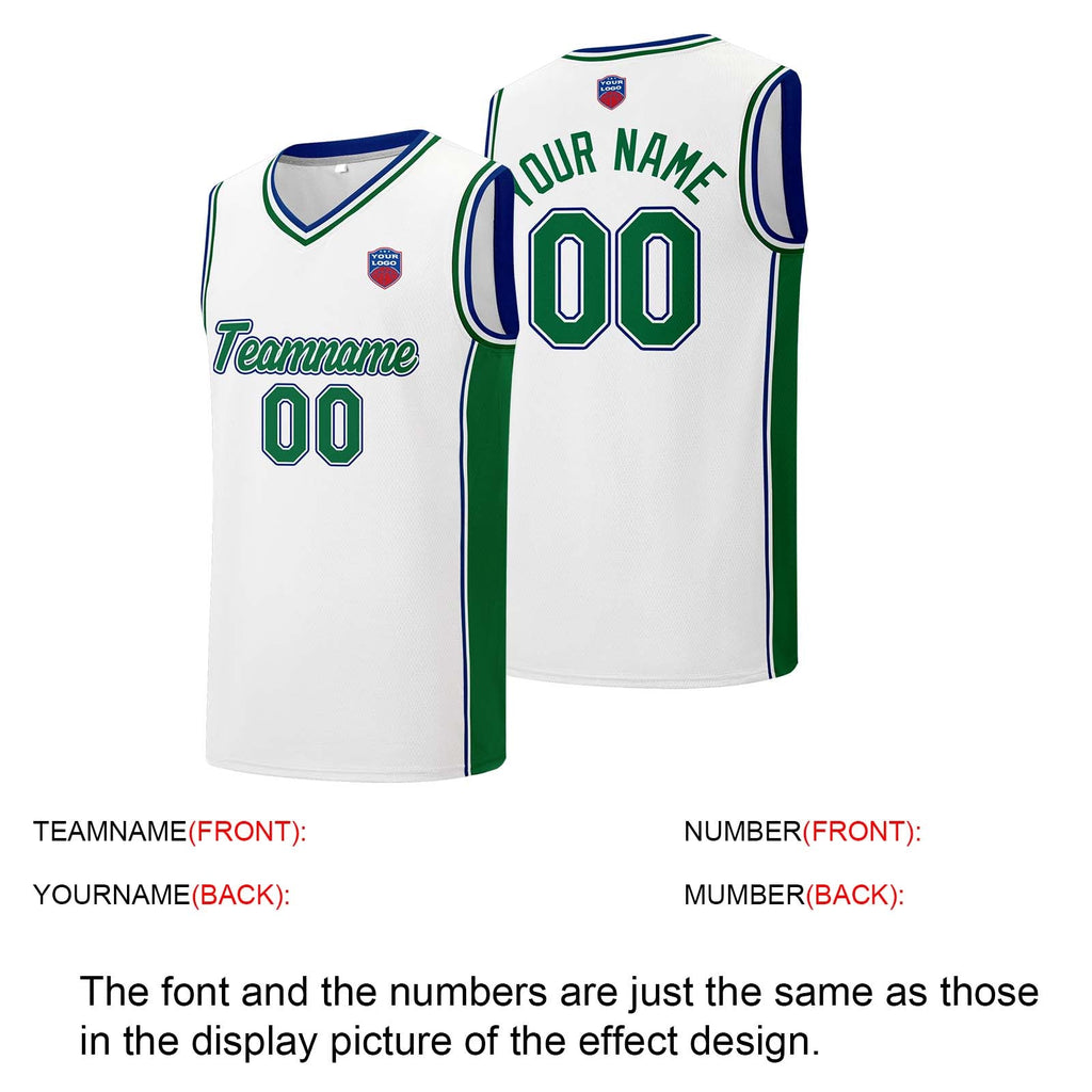 Custom basketball jersey shorts for men and women. Embroidered and printed name, number and logo White enthsush