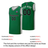 Custom basketball jersey shorts for men and women. Embroidered and printed name, number and logo Green&Grey