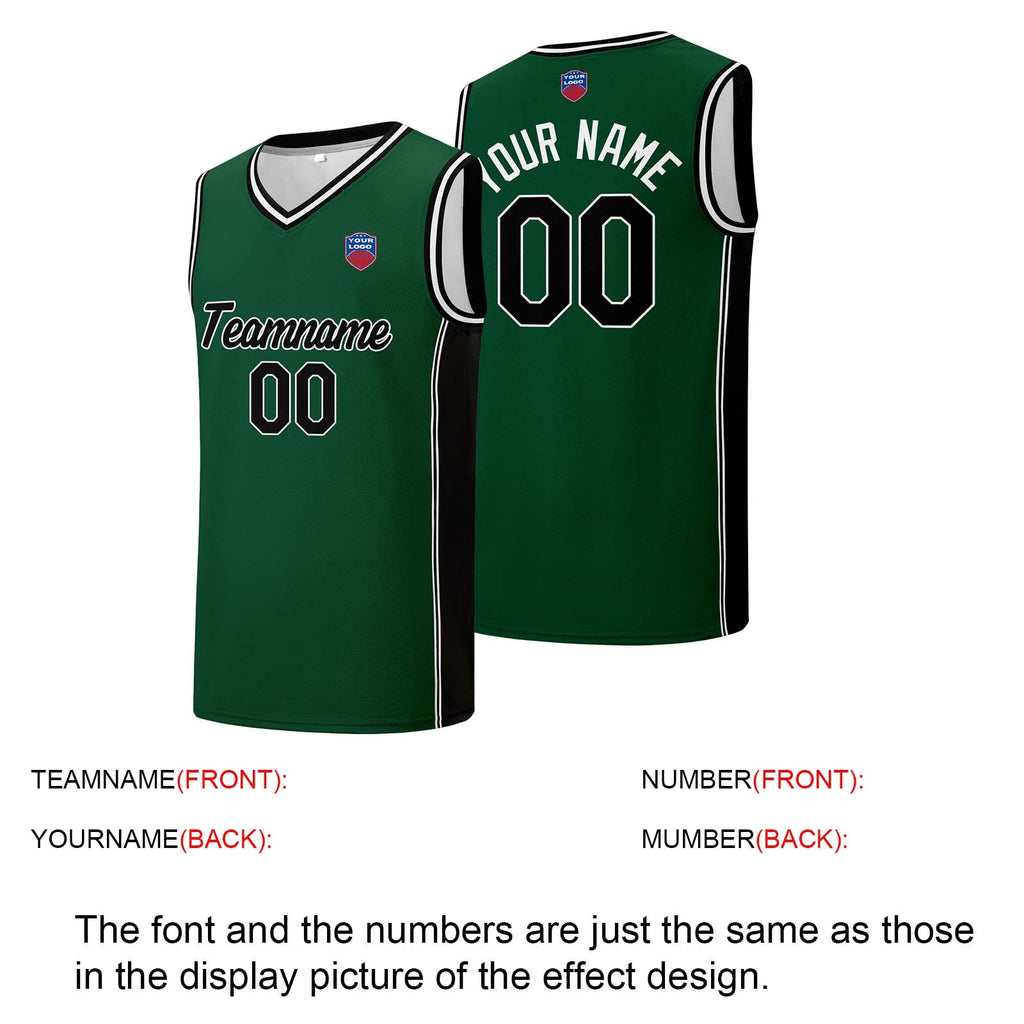 Custom basketball jersey shorts for men and women. Embroidered and printed name, number and logo Dark Green enthsush