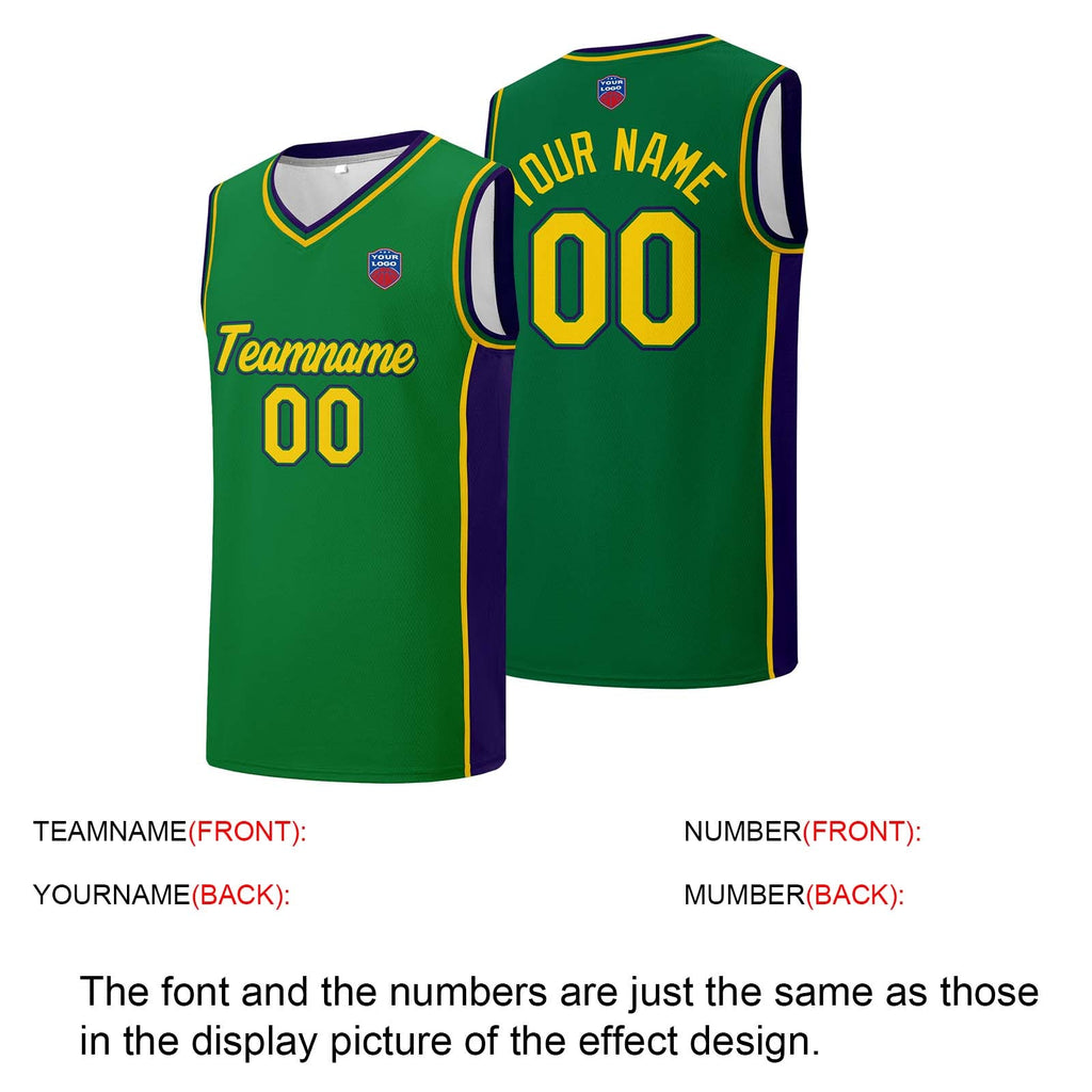 Custom basketball jersey shorts for men and women. Embroidered and printed name, number and logo Green enthsush