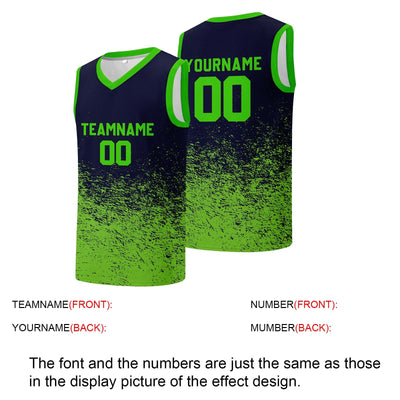 Custom basketball jersey for men and women. Stitched and printed name, number and logo Navy&Neon Green enthsush