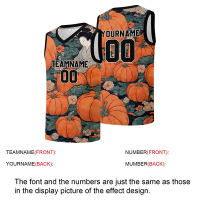 Custom basketball jersey for men and women. Stitched and printed name, number and logo Pumpkin enthsush