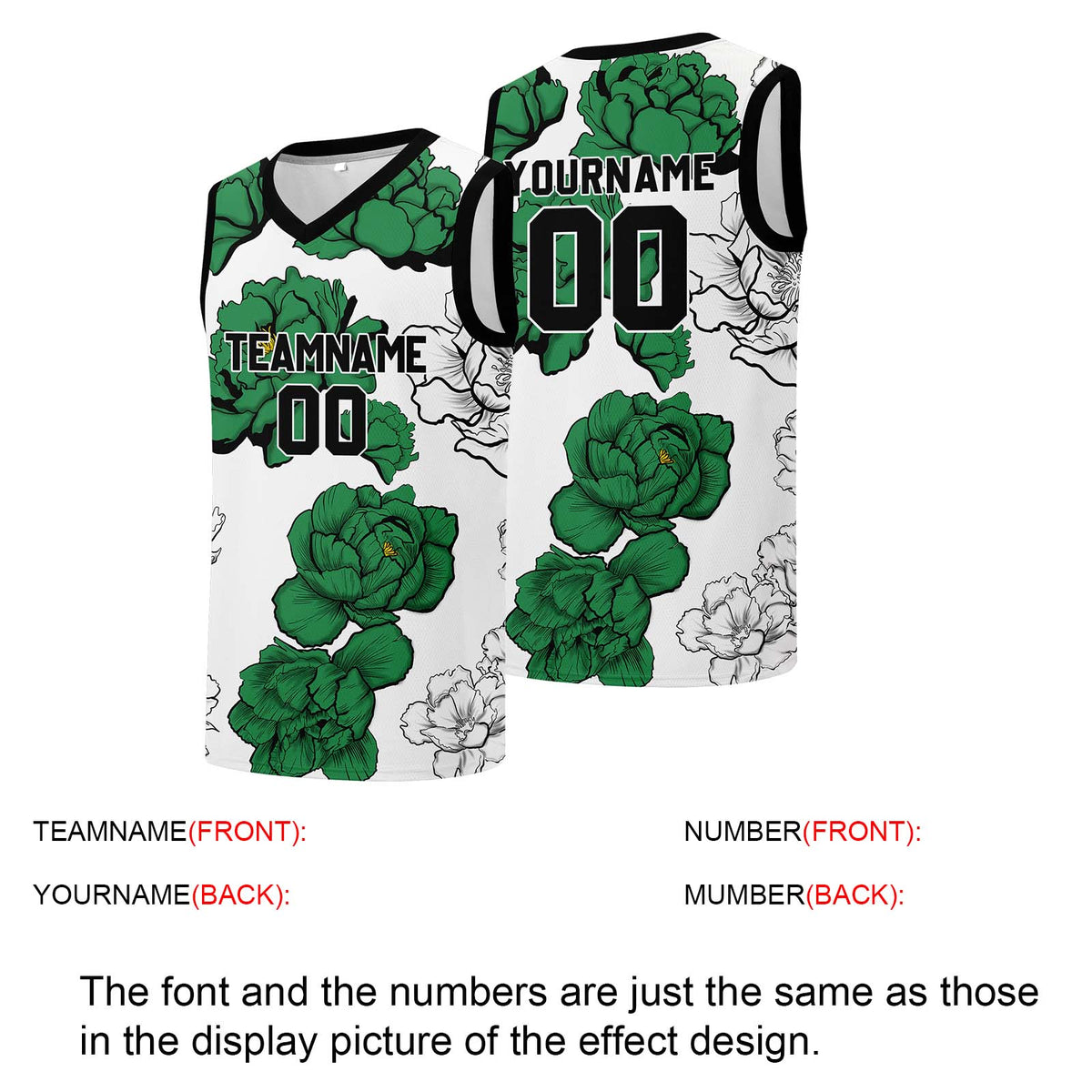 Custom basketball jersey for men and women. Stitched and printed name, number and logo Green enthsush