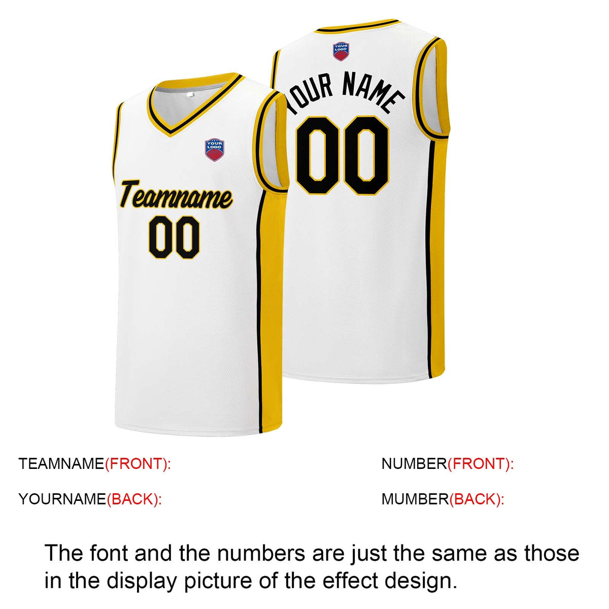 Custom basketball jersey shorts for men and women. Embroidered and printed name, number and logo White enthsush