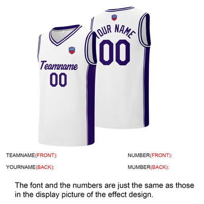 Custom basketball jersey shorts for men and women. Embroidered and printed name, number and logo White enthsush