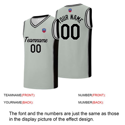 Custom basketball jersey shorts for men and women. Embroidered and printed name, number and logo Grey enthsush
