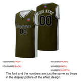 Custom basketball jersey shorts for men and women. Embroidered and printed name, number and logo Olive Green&Grey