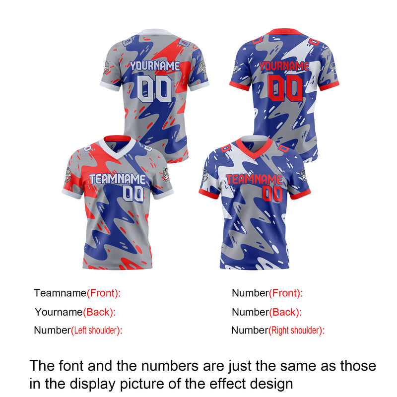 Custom Gray Blue Reversible Gradient Football Jersey Personalized Football Shirts for Men Women  Printed Team Name Number Logo