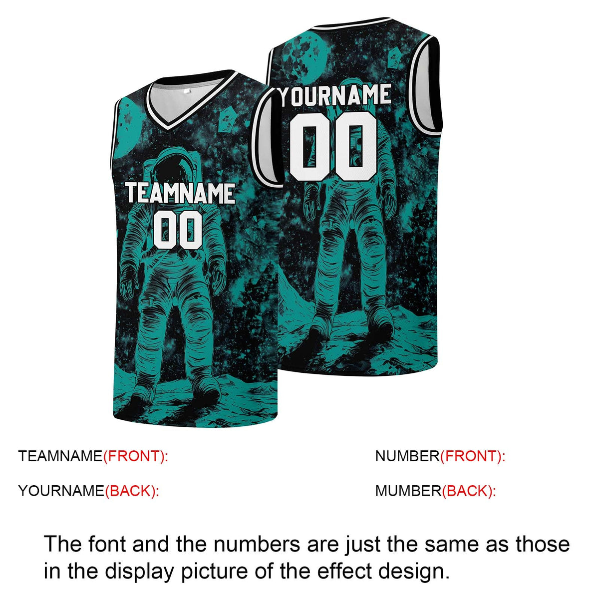 Custom basketball jersey for men and women. Stitched and printed name, number and logo Black&Teal enthsush