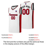 Custom basketball jersey shorts for men and women. Embroidered and printed name, number and logo White&Red&Black