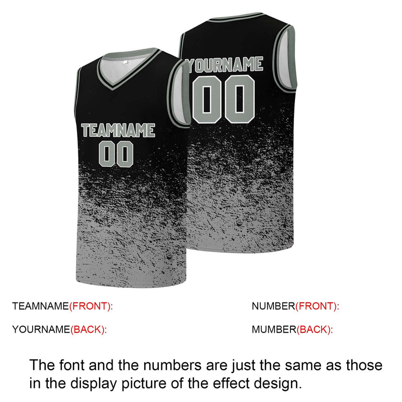Custom basketball jersey for men and women. Stitched and printed name, number and logo Black&Gray