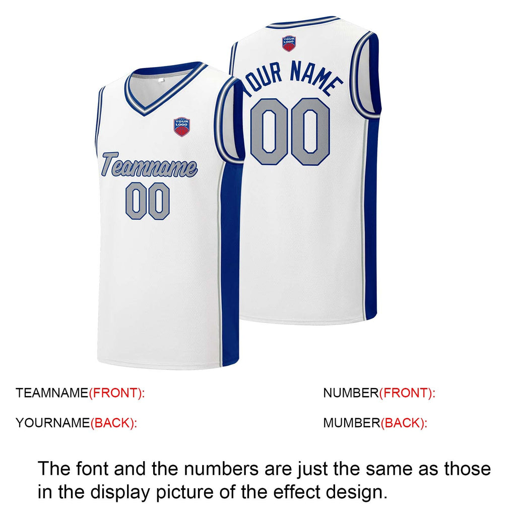 Custom basketball jersey shorts for men and women. Embroidered and printed name, number and logo White enthsush
