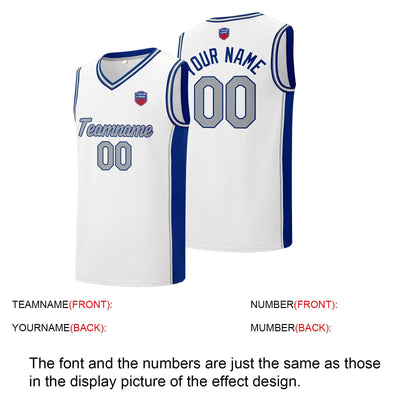 Custom basketball jersey shorts for men and women. Embroidered and printed name, number and logo White enthsush