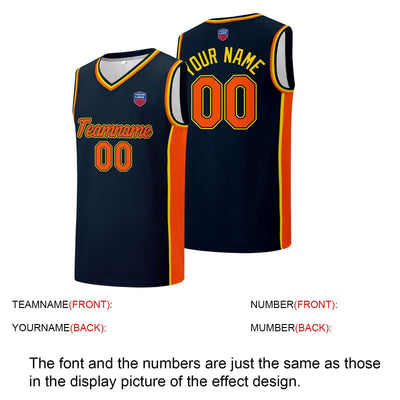 Custom basketball jersey shorts for men and women. Embroidered and printed name, number and logo Navy enthsush