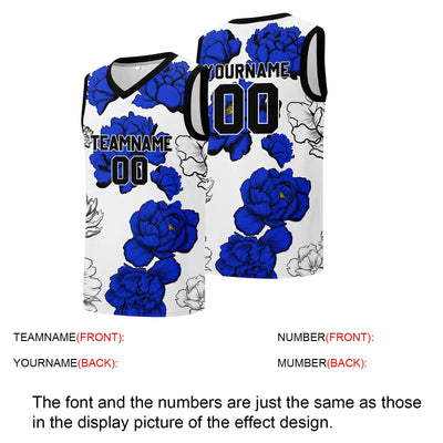Custom basketball jersey for men and women. Stitched and printed name, number and logo Royal enthsush