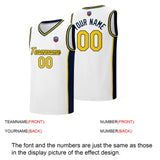 Custom basketball jersey shorts for men and women. Embroidered and printed name, number and logo White