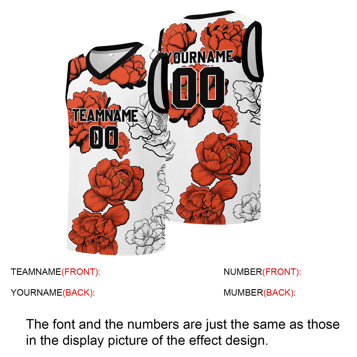 Custom basketball jersey for men and women. Stitched and printed name, number and logo Orange enthsush