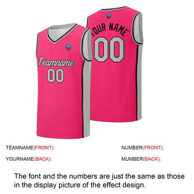 Custom basketball jersey shorts for men and women. Embroidered and printed name, number and logo Pink enthsush