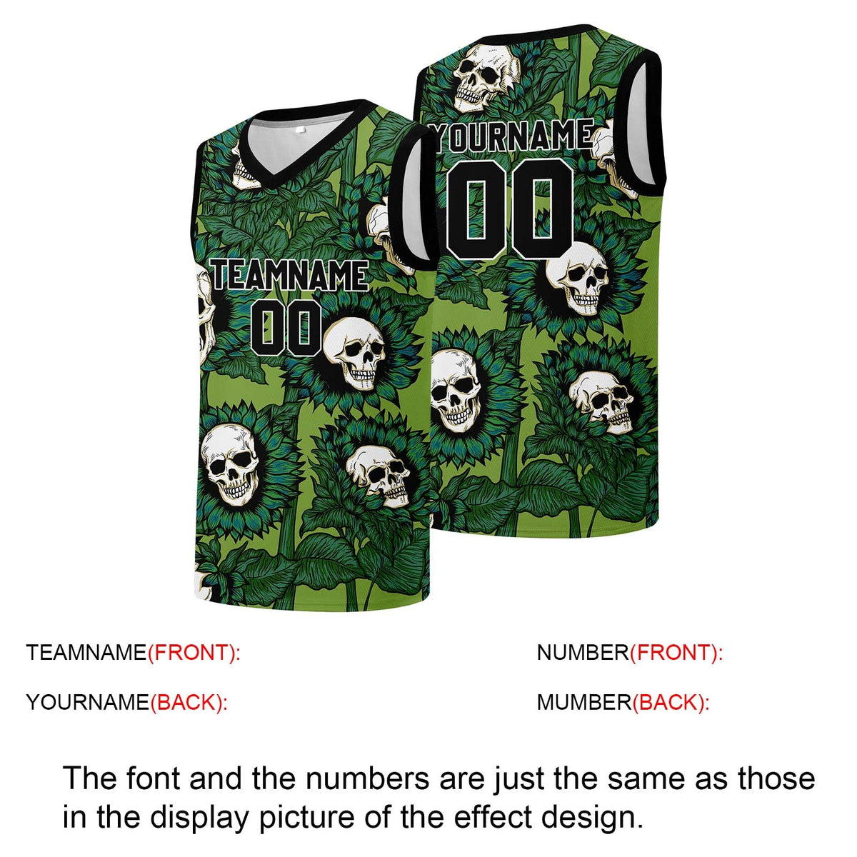 Custom basketball jersey for men and women. Stitched and printed name, number and logo Green enthsush