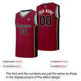 Custom basketball jersey shorts for men and women. Embroidered and printed name, number and logo Burgundy