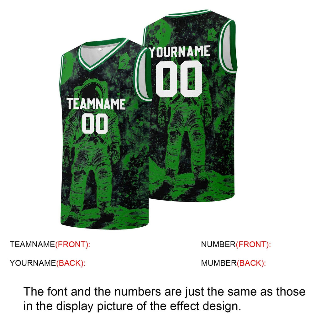 Custom basketball jersey for men and women. Stitched and printed name, number and logo Black&Green enthsush