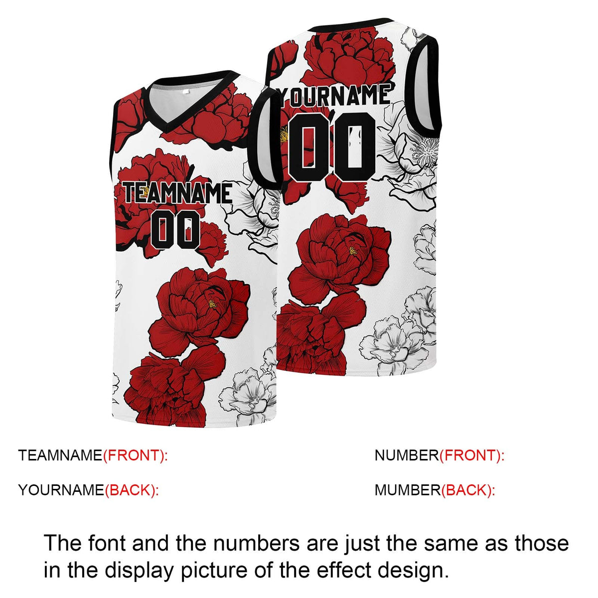 Custom basketball jersey for men and women. Stitched and printed name, number and logo Red enthsush
