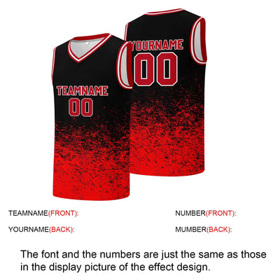 Custom basketball jersey for men and women. Stitched and printed name, number and logo Black&Red enthsush