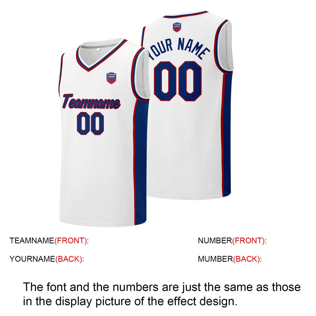 Custom basketball jersey shorts for men and women. Embroidered and printed name, number and logo White enthsush