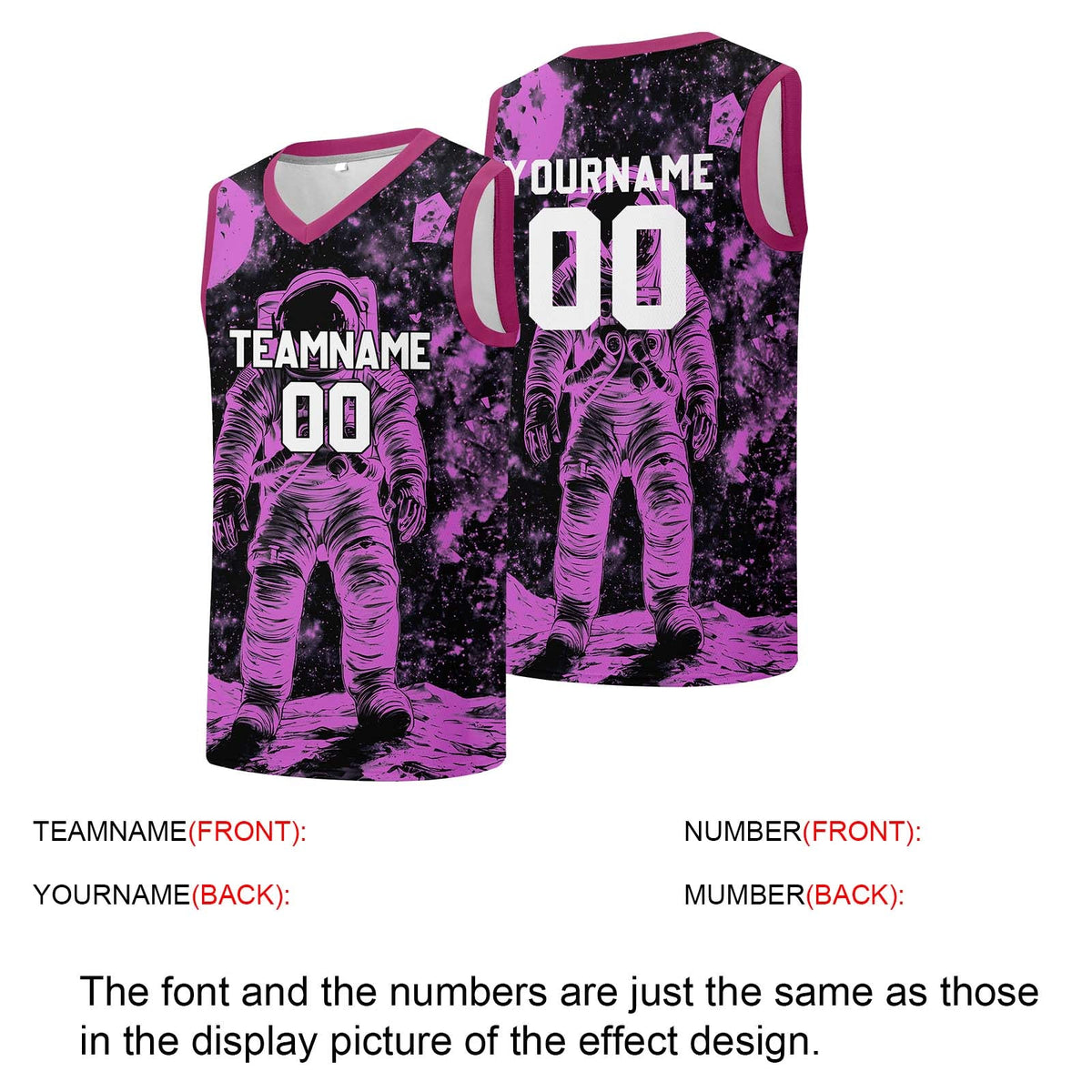 Custom basketball jersey for men and women. Stitched and printed name, number and logo Black&Pink enthsush
