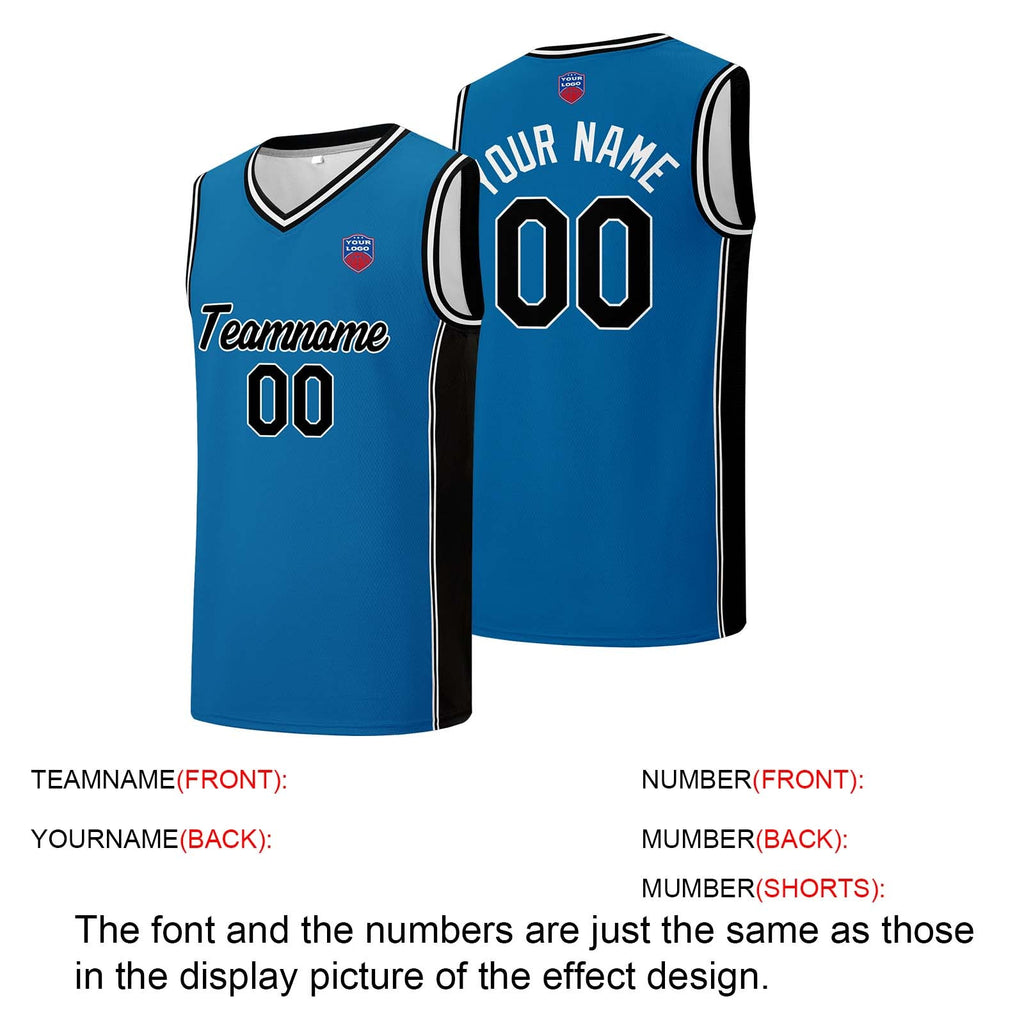 Custom basketball jersey shorts for men and women. Embroidered and printed name, number and logo Blue&Black enthsush