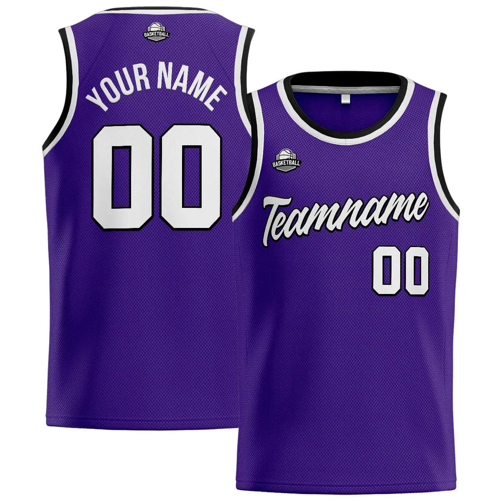 Custom Stitched Basketball Jersey for Men, Women  And Kids Purple-White-Black enthsush