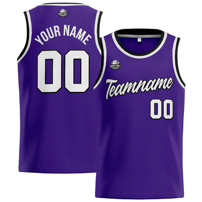 Custom Stitched Basketball Jersey for Men, Women  And Kids Purple-White-Black enthsush