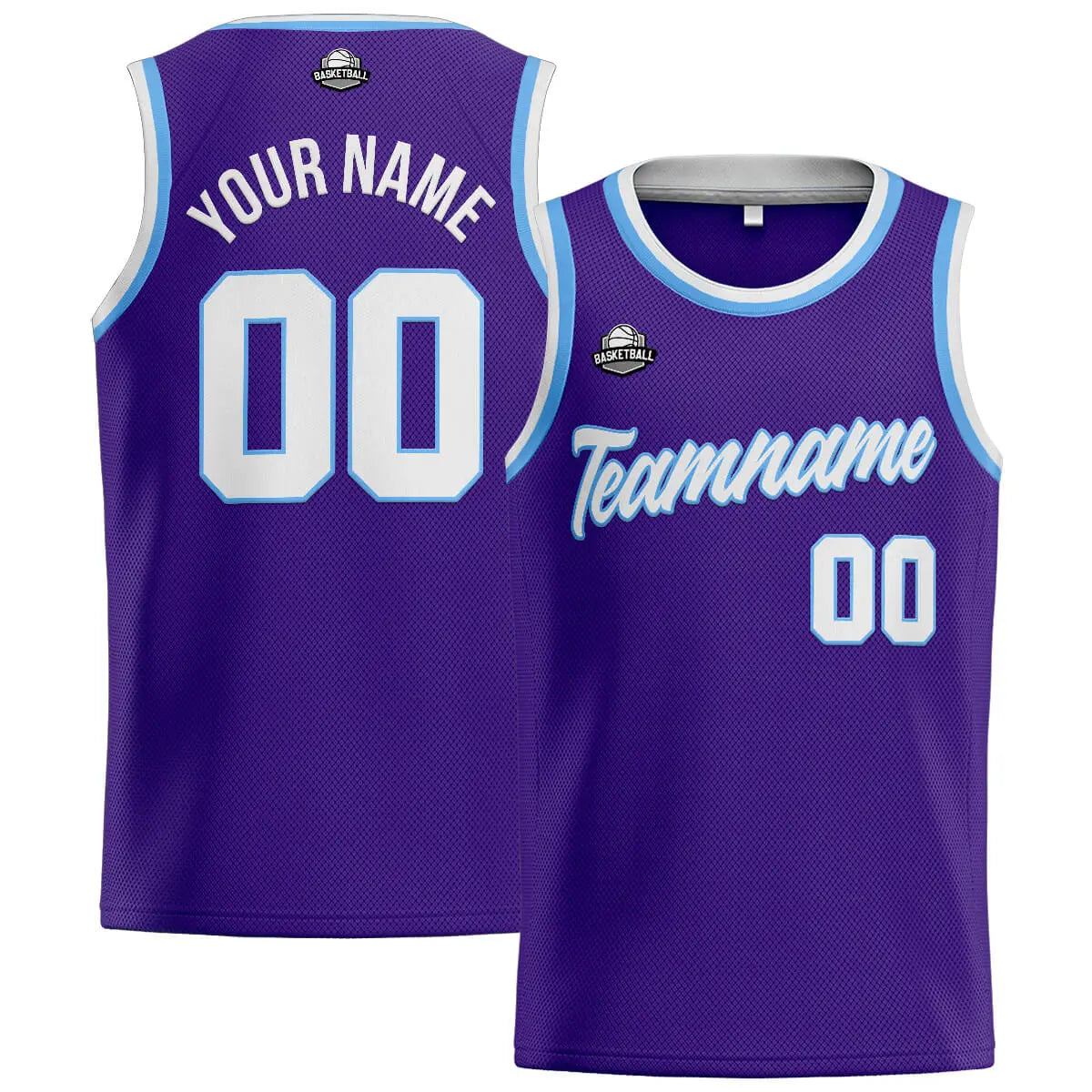 Custom Stitched Basketball Jersey for Men, Women  And Kids Purple-White-Light Blue enthsush