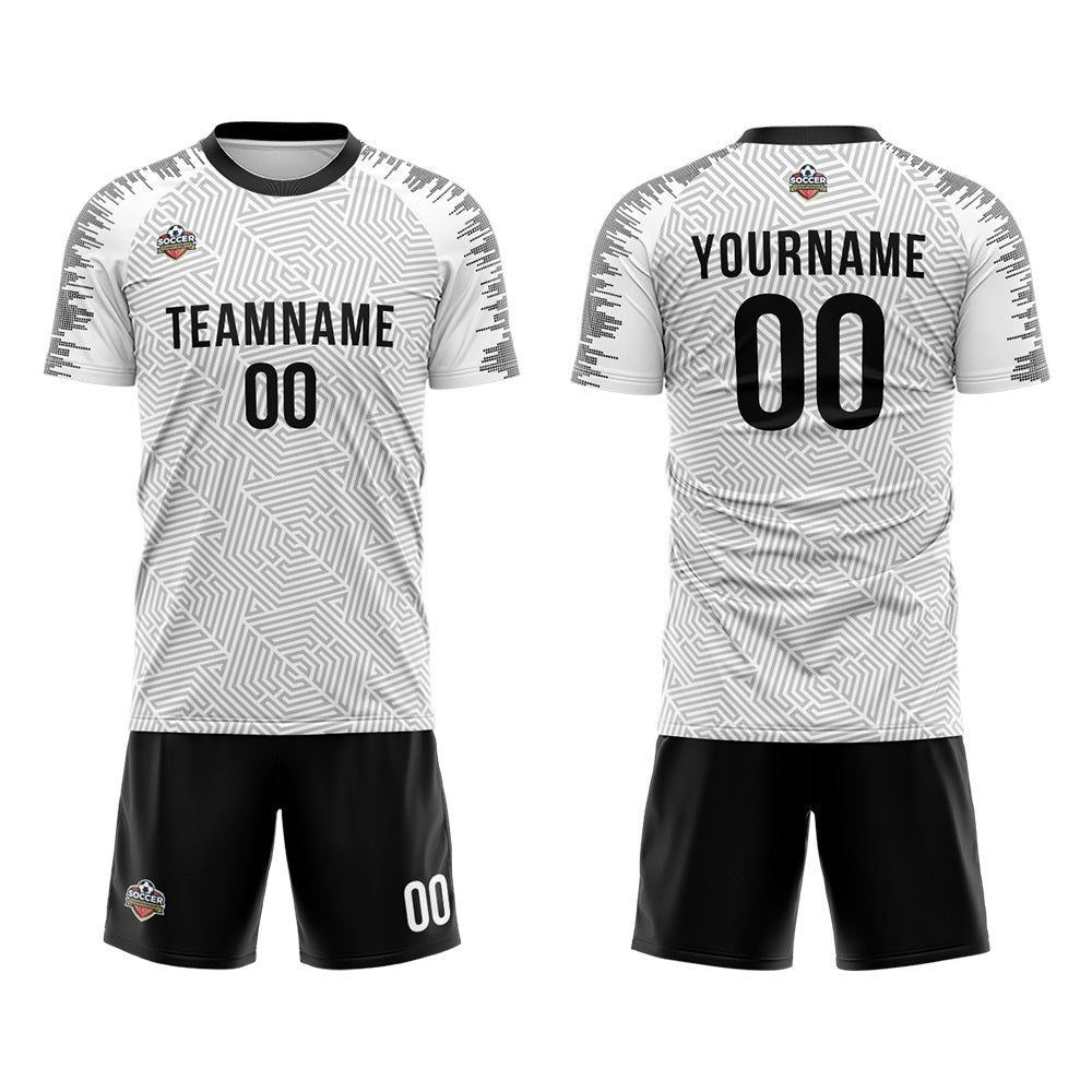 Custom Soccer Jerseys for Men Women Personalized Soccer Uniforms for Adult and Kid White-Black enthsush