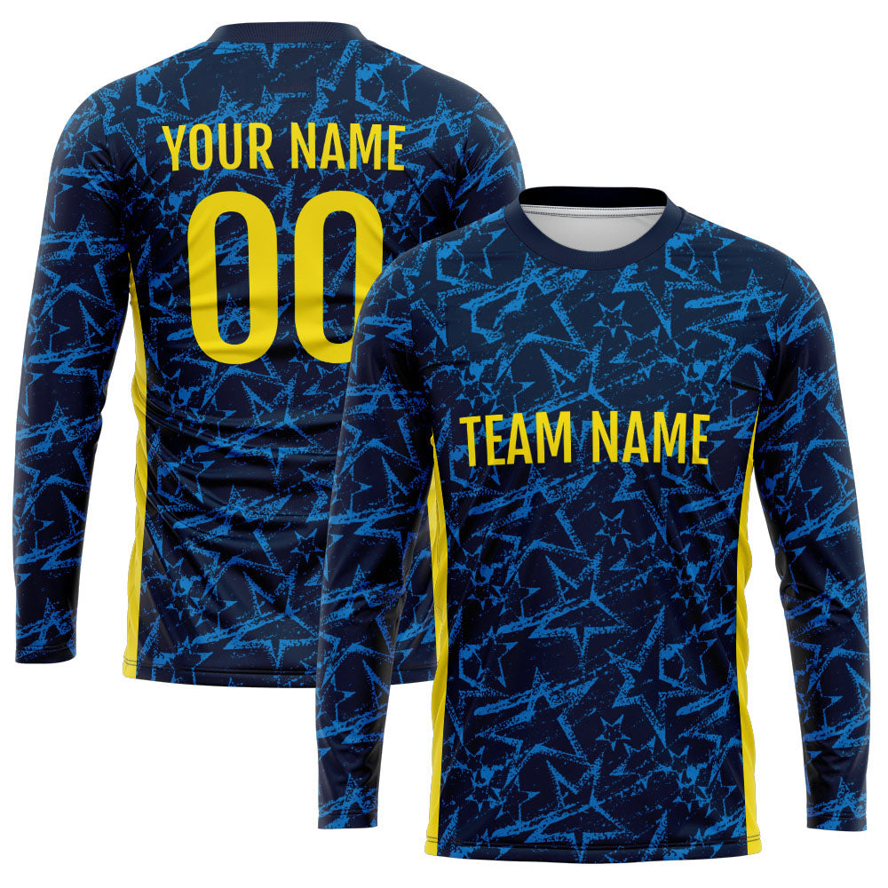 Custom Basketball Soccer Football Shooting Long T-Shirt for Adults and Kids Star-Navy enthsush