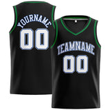 Custom Stitched Basketball Jersey for Men, Women And Kids Black-White-Kelly Green-Royal