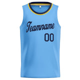 Custom Stitched Basketball Jersey for Men, Women And Kids Light Blue-Navy-Yellow