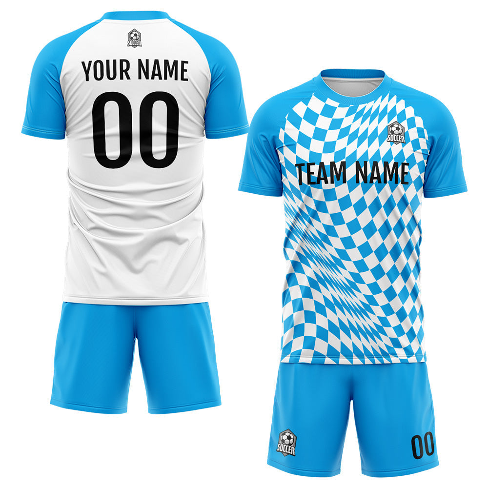 Custom Soccer Jerseys for Men Women Personalized Soccer Uniforms for Adult and Kid Light Blue-White enthsush