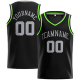 Custom Stitched Basketball Jersey for Men, Women And Kids Black-Gray-Neon Green