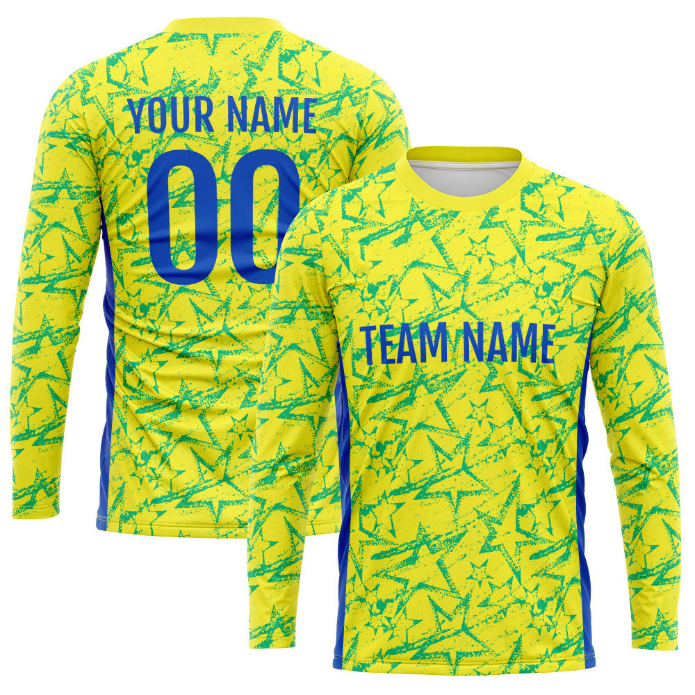 Custom Basketball Soccer Football Shooting Long T-Shirt for Adults and Kids Star-Yellow enthsush