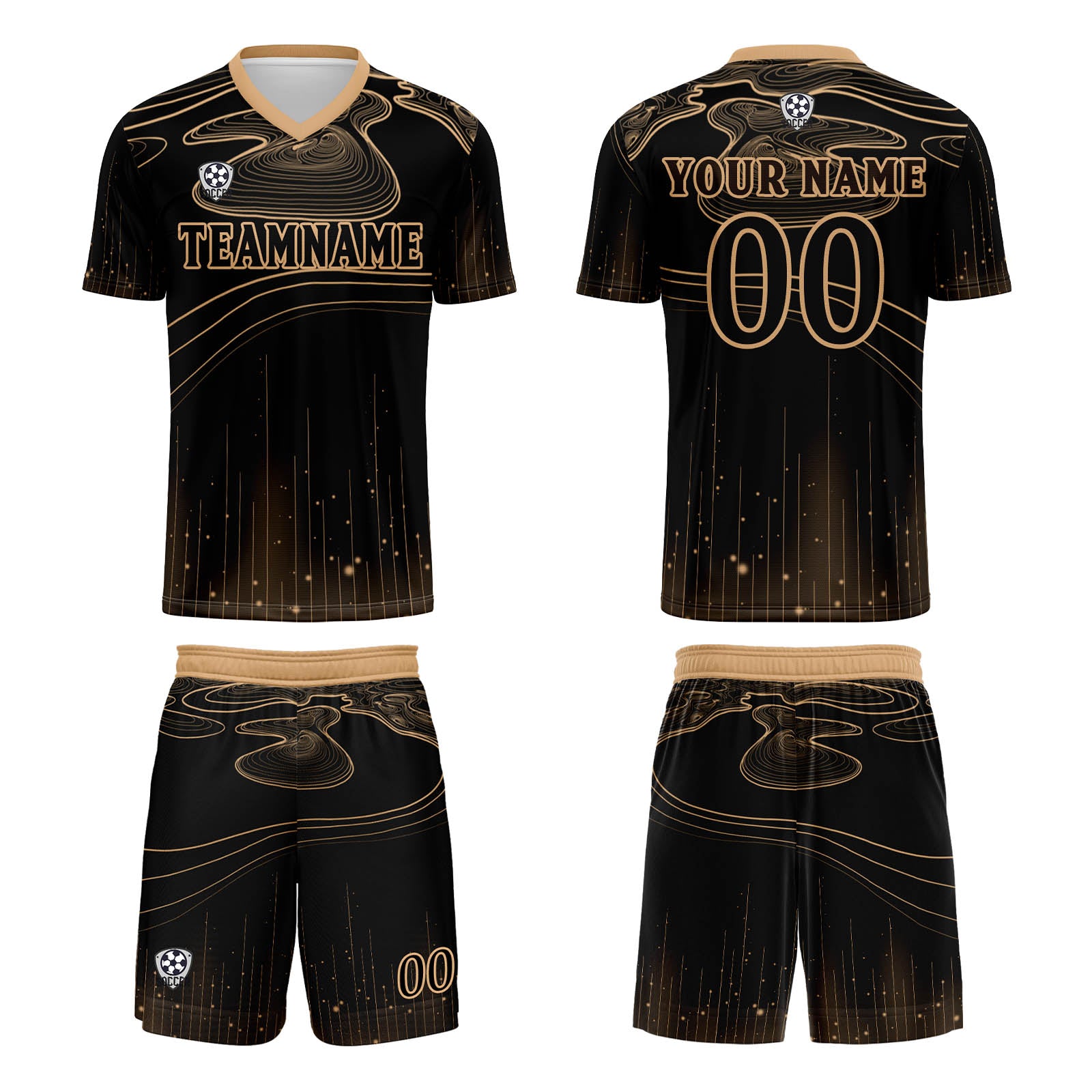 Custom Black Light Brown Soccer Jerseys for Men Women Personalized Soccer Uniforms for Adult and Kid enthsush