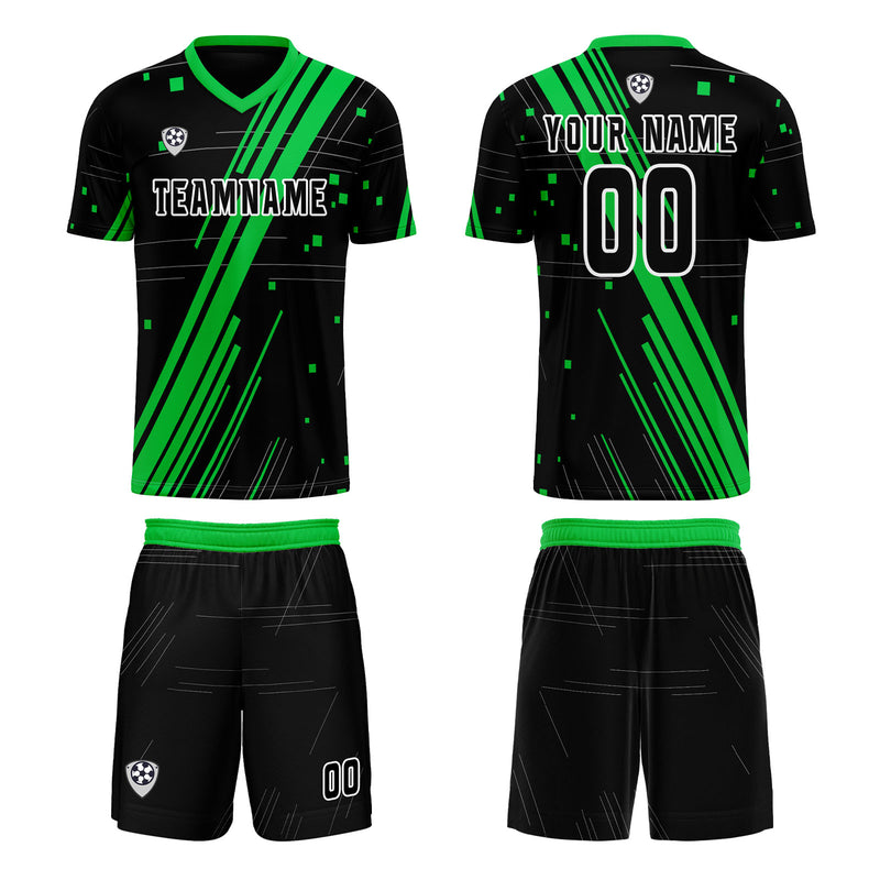 Custom Black Green Jerseys for Men Women Personalized Soccer Uniforms for Adult and Kid