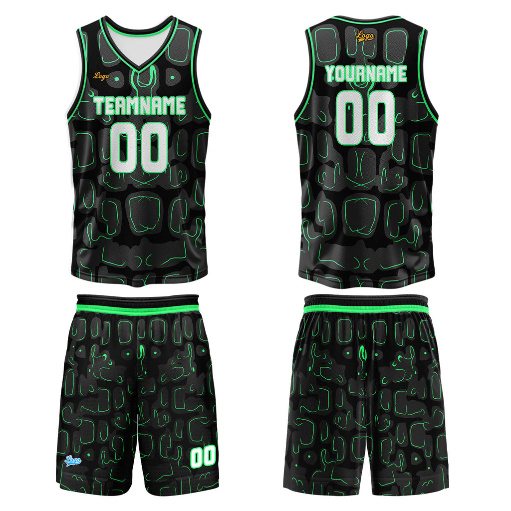Custom Green Basketball Jersey Uniform Suit Printed Your Logo Name Number enthsush